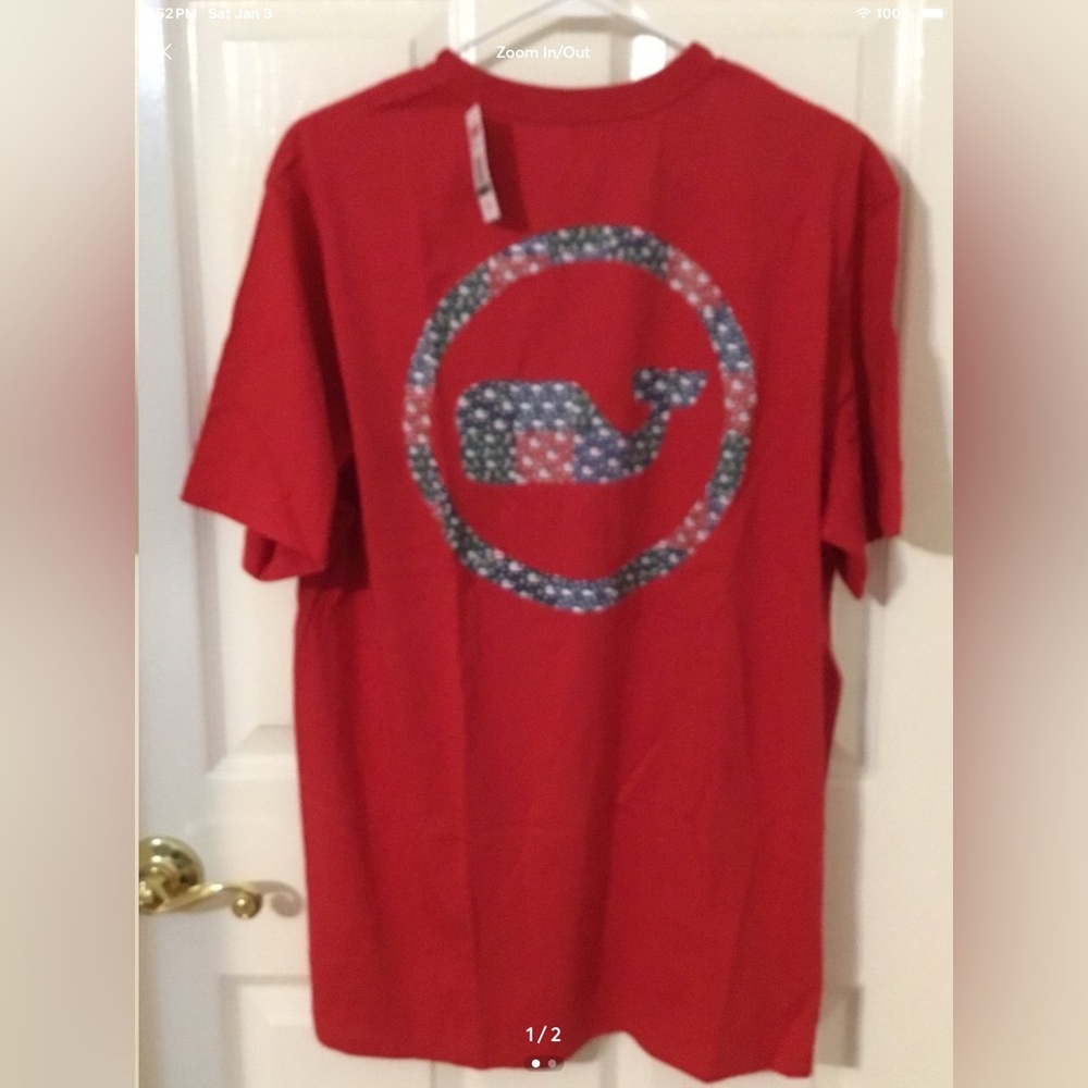 Vera Bradley Holiday Patchwork Whale Dot RedVelvet Short Sleeve Tee Large